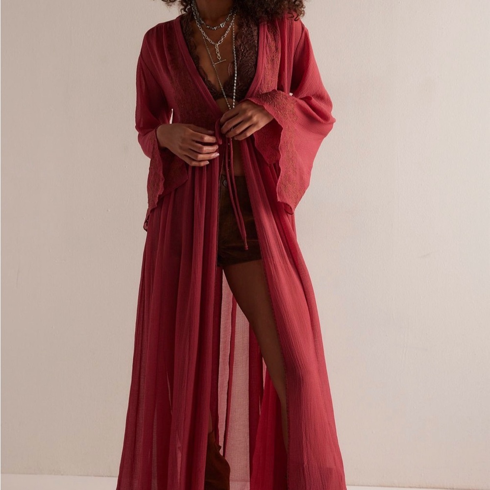 Free People New Obsession Robe 
Burgundy Lace Robe